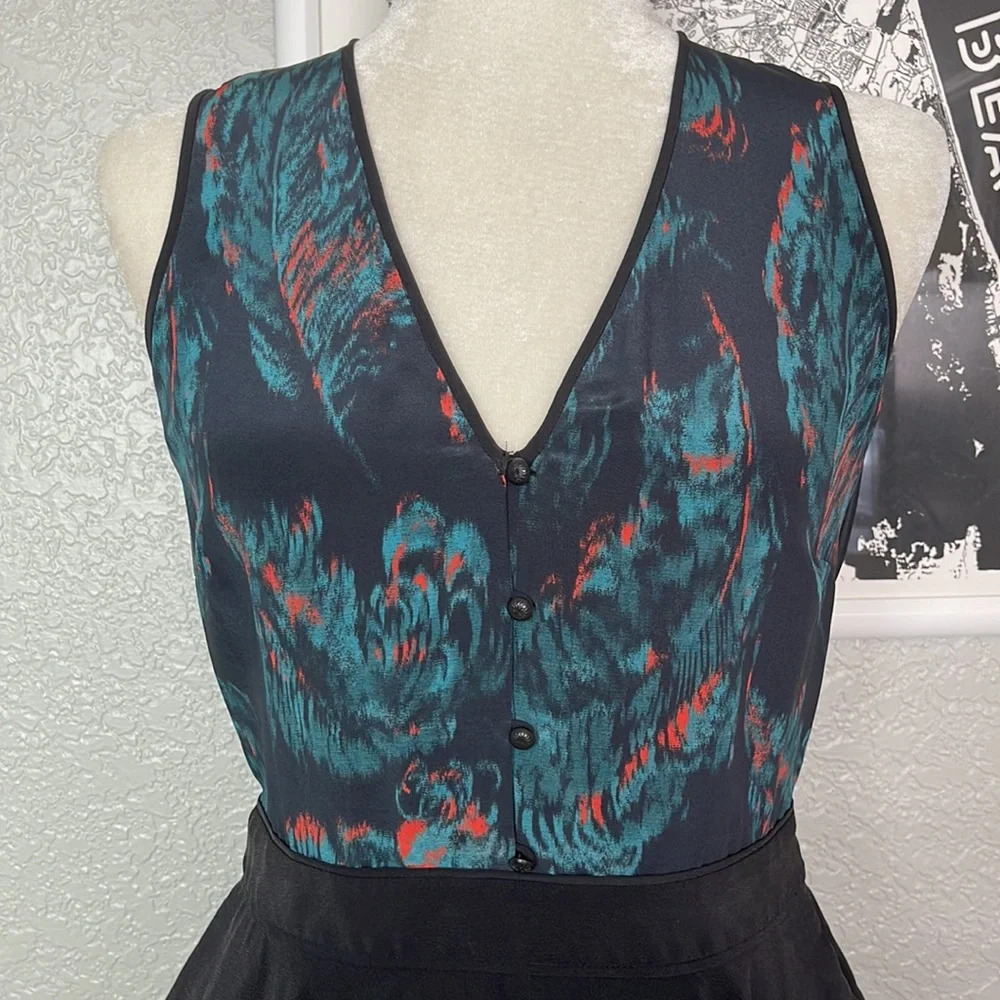Marchesa Voyage Feather Silk Dress Peplum Skirt Sz 4 - Picture 4 of 12